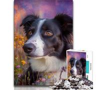Puzzles for Teenagers 1000 Pieces Happy Border Collie,Help The Brain Exercise Addictive Toys to Cultivate Patience Gift For Birthdays (75x50cm)