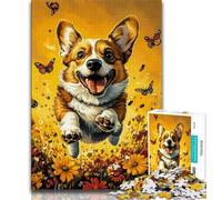 Puzzles for Teenagers 1000 Pieces Happy Corgi Teenager Jigsaw,Educational Games Home Decoration Suitable for Desktop Decoration (size 38x26cm)