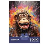 Puzzles for Teenagers 1000 Pieces Happy Monkey Painting Art Print Jigsaw Puzzle Brain Teaser Game A Work of Art Unique Birthday And Xmas Gifts 38x26cm/1000pcs