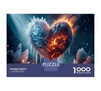 Puzzles for Teenagers 1000 Pieces Hearts on Fire Passionate Romance Jigsaws for Adults Hands-on Game Difficult Hard Fun at Home Activities, 70x50cm/1000pcs