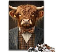 Puzzles for Teenagers 1000 Pieces Highland Cattle in Suits 1000 Pieces for Teenagers,with Matching Poster And Trivia Sheet for And Age 14 Years Up (50x75cm)