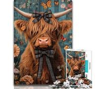 Puzzles for Teenagers 1000 Pieces Highland Cow 1000 Pieces for Adults,Stress Reliever Difficult Challenge Secret Santa Gifts 50x75cm