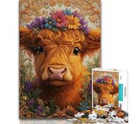 Puzzles for Teenagers 1000 Pieces Highland Cow Baby Adult Jigsaw,Fun Games Wall Decoration Unique Birthday And Xmas Gifts 38x26cm