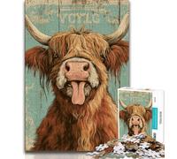 Puzzles for Teenagers 1000 Pieces Highland Cow,Educational Games Home Decoration Educational Game for Birthday,Chrismas (75x50cm)