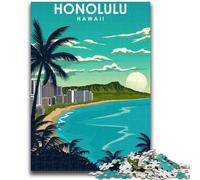 Puzzles for Teenagers 1000 Pieces Honolulu Hawaii Travel 1000 Pieces for Teenagers,with Matching Poster And Trivia Sheet for And Age 14 Years Up (50x75cm)