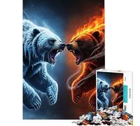 Puzzles for Teenagers 1000 Pieces Ice And Fire Bears Confrontation 1000 Jigsaw Puzzle Educational Toy Stress Reliever Birthday And Unique Gifts (75x50cm)