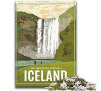 Puzzles for Teenagers 1000 Pieces Iceland Skogafoss Waterfal Help The Brain Exercise Addictive Toys to Cultivate Patience Artists Collection, Fine Art (size 38x52cm)