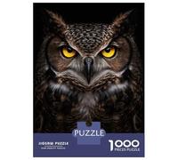 Puzzles for Teenagers 1000 Pieces Intense Great Horned Owl Portrait Jigsaw Puzzle Brain Teaser Game A Work of Art Unique Birthday And Xmas Gifts 38x26cm/1000pcs
