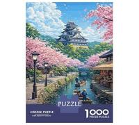 Puzzles for Teenagers 1000 Pieces Japanese Castle And Cherry Blossoms Jigsaw Puzzle Brain Teaser Game A Work of Art Unique Birthday And Xmas Gifts 70x50cm/1000pcs