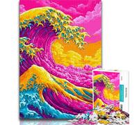 Puzzles for Teenagers 1000 Pieces Japanese Style Waves,Help The Brain Exercise Addictive Toys to Cultivate Patience Perfect Decoration 38x26cm
