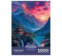 Puzzles for Teenagers 1000 Pieces Japanese Temple Waterfall Puzzle for Adults Relaxing Games A Work of Art Christmas Birthday Gifts 52x38cm/1000pcs