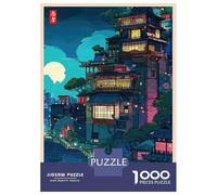 Puzzles for Teenagers 1000 Pieces Japanese Town at Night Digital Art Puzzles for Adults Relaxing Games But Fun And Humorous Fun Activities at Home 70x50cm/1000pcs