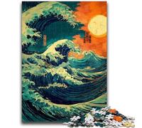 Puzzles for Teenagers 1000 Pieces Japanese Waves Brain Teaser Game Wall Decoration Unique Birthday And Xmas Gifts 38x26cm