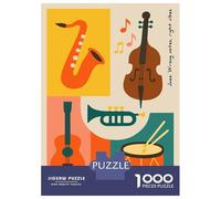 Puzzles for Teenagers 1000 Pieces Jazz Instruments And Music Notes Puzzles for Adults Family Game Presents for Women Unique Birthday And Xmas Gifts 70x50cm/1000pcs