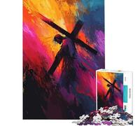 Puzzles for Teenagers 1000 Pieces Jesus Carrying The Cross Painting Fun Activities at Home Tough Challenge Anti-Stress Toys for 14+ Puzzle Game Offered (38x52cm)