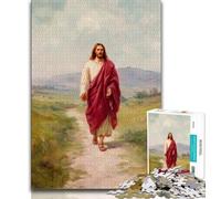 Puzzles for Teenagers 1000 Pieces Jesus Walking on The Road,Educational Games Home Decoration Educational Game for Birthday,Chrismas 38x26cm