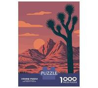 Puzzles for Teenagers 1000 Pieces Joshua Tree Desert Park National Retro Sunset Vector Art Print Adult Jigsaw Brain Teaser Game Pattern Assembly Unique Birthday And Xmas Gifts 70x50cm/1000pcs