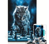 Puzzles for Teenagers 1000 Pieces Kitten Checkmate Educational Toy Improve Memory with Matching Poster And Trivia Sheet 38x52cm