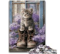 Puzzles for Teenagers 1000 Pieces Kitten in Lavender Teenager Jigsaw,for Educational Game Challenge Toy Birthday Present, Gifts, Wall Art (50x75cm)