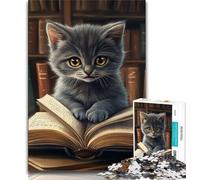 Puzzles for Teenagers 1000 Pieces Kitten Reading,Help The Brain Exercise Addictive Toys to Cultivate Patience Gift For Birthdays (75x50cm)