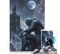 Puzzles for Teenagers 1000 Pieces Knight Under A Full Moon Educational Toy Improve Memory with Matching Poster And Trivia Sheet 38x26cm