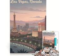 Puzzles for Teenagers 1000 Pieces Las Vegas Skyline Educational Toy Improve Memory with Matching Poster And Trivia Sheet 38x26cm