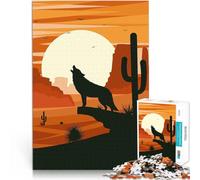 puzzles for teenagers 1000 pieces Lone Wolf at Sunset Stress Reliever Difficult Challenge unique challenge game 26x38cm