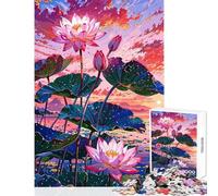 Puzzles for Teenagers 1000 Pieces Lotus Flowers at Sunset Impossible Game Learning Educational Anti-Stress Toys Birthday Present,Travel Gifts, (38X26cm)