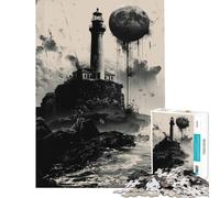 Puzzles for Teenagers 1000 Pieces Lunar Eclipse Lighthouse for Birthday, Chrismas Perfect Decoration Handson Game for Ages 14 And over (38X52cm)