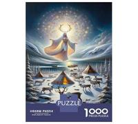 Puzzles for Teenagers 1000 Pieces Magical Winter Scene with Reindeer Jigsaw Puzzle Brain Teaser Game A Work of Art Unique Birthday And Xmas Gifts 38x26cm/1000pcs