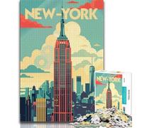 Puzzles for Teenagers 1000 Pieces Manhattan Retro Poster,Educational Games Home Decoration for Is Ideal As A Gift for The Whole Family (38x26cm)
