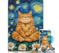 Puzzles for Teenagers 1000 Pieces Meditating Cat Adult Puzzles,Decompressing Intellectual Educational Toy Birthday Gift 38x26cm