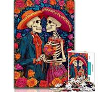 Puzzles for Teenagers 1000 Pieces Mexican Skull Adult Jigsaw,Fun Games Wall Decoration Unique Birthday And Xmas Gifts 38x26cm