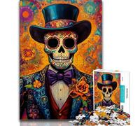 Puzzles for Teenagers 1000 Pieces Mexican Skull,Stress Reliever Difficult Challenge Every Piece Is Unique - Challenging Family Fun Game (75x50cm)