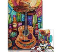 Puzzles for Teenagers 1000 Pieces Mexican-style Guitar Adult Jigsaw,Fun Games Wall Decoration Unique Birthday And Xmas Gifts 38x26cm