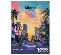 Puzzles for Teenagers 1000 Pieces Miami USA Cityscape with Palm Trees Puzzles for Adults Relaxing Games But Fun And Humorous Fun Activities at Home 52x38cm/1000pcs