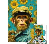 Puzzles for Teenagers 1000 Pieces Monkey in Sunflower Field Difficult And Challenge Presents for Women Fun Games for And from 14 Years And over (38X52cm)