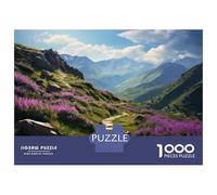 Puzzles for Teenagers 1000 Pieces Mountain Valley with Flowers Jigsaws for Adults Hands-on Game Difficult Hard Fun at Home Activities, 52x38cm/1000pcs