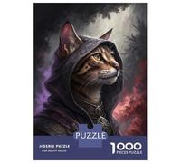 Puzzles for Teenagers 1000 Pieces Mysterious Cat Wizard Adult Jigsaw Puzzle Brain Teaser Game Hand Speed Race Fun Activities at Home 38x26cm/1000pcs