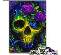 Puzzles for Teenagers 1000 Pieces Mysterious Skull, Challenging Difficult with Fully Interlocking Randomly Shaped Pieces (Size 26x38cm)