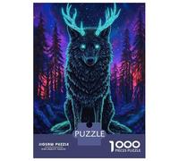 Puzzles for Teenagers 1000 Pieces Mystical Wolf Antlers Forest Puzzles for Adults Relaxing Games But Fun And Humorous Fun Activities at Home 38x26cm/1000pcs