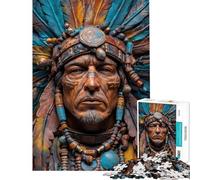 Puzzles for Teenagers 1000 Pieces Native American Chief Bust Puzzle for Adults Brain Teaser Game Staycation Kill Time Unique Birthday And Xmas Gifts (size 38x26cm)
