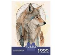 Puzzles for Teenagers 1000 Pieces Native American Wolf Adult Jigsaw Puzzle Family Game Pattern Assembly Fun at Home Activities, 38x26cm/1000pcs