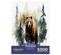 Puzzles for Teenagers 1000 Pieces Nature's Majesty Grizzly Bear Wall Art Jigsaw Puzzle Brain Teaser Game A Work of Art Unique Birthday And Xmas Gifts 52x38cm/1000pcs