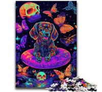 Puzzles for Teenagers 1000 Pieces Neon Dachshund Adult Puzzles,Decompressing Intellectual Educational Toy Birthday Gift (38x26cm)