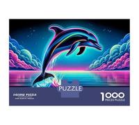 Puzzles for Teenagers 1000 Pieces Neon Dolphin Wall Art Print Jigsaws for Adults Fun Games But Fun And Humorous Christmas Birthday Gifts 70x50cm/1000pcs