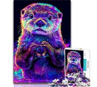 Puzzles for Teenagers 1000 Pieces Neon Otter,Educational Games Home Decoration Educational Game for Birthday,Chrismas (38x26cm)