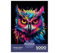 Puzzles for Teenagers 1000 Pieces Neon Owl Adult Jigsaw Puzzle Family Game Pattern Assembly Fun at Home Activities, 70x50cm/1000pcs