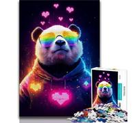Puzzles for Teenagers 1000 Pieces Neon Panda Adult Jigsaw,Fun Games Wall Decoration Unique Birthday And Xmas Gifts 38x26cm