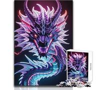 Puzzles for Teenagers 1000 Pieces Neon Purple Dragon Perfect Soothing Leisure Pastime Professional Clean Cut Play Toy Size 38x26cm